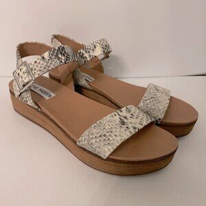 Steve Madden Snake Print Leather Platform Wedge Sandals Size 6.5 M